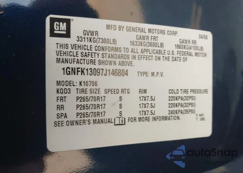 2007 Chevrolet Tahoe Lt из США, поврежденный, VIN 1GNFK13097J146804